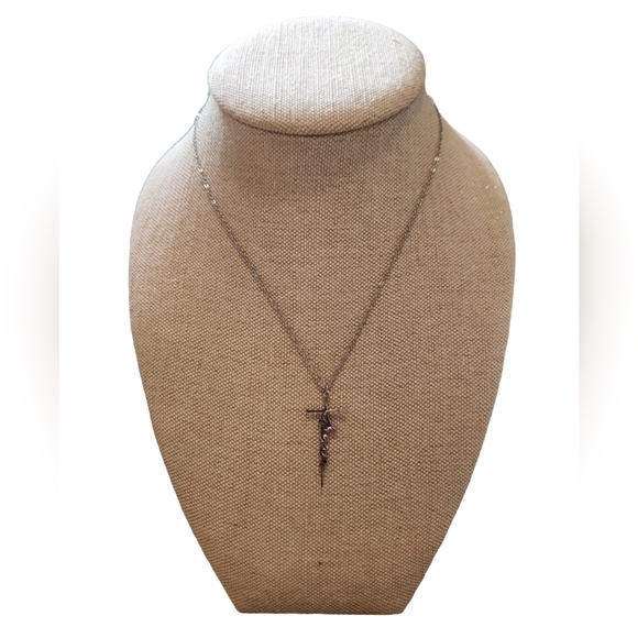 Silver Toned Faith Cross Pendant Cursive Dream Pendant Necklace 24" - Picture 1 of 3